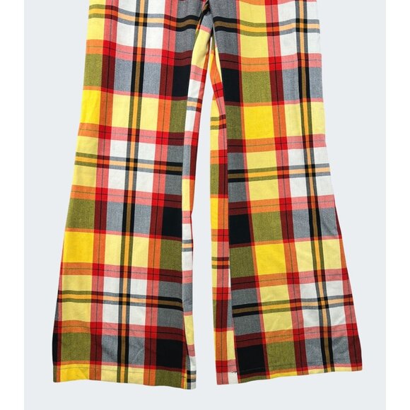 Free People Plaid Jules High-Waisted Flared Wide Leg Pants Size US 0 UK 4 - Picture 14 of 16